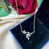 Zircon Vine Leaves Pendant Necklace