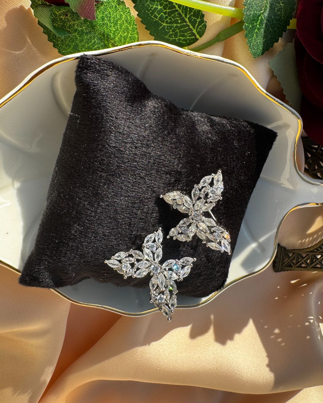 Fashion Luxury Top Quality Crystal Cubic Zircon Butterfly Earrings