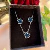 Black and Silver Five Leaf Clover Jewelry Set for Women
