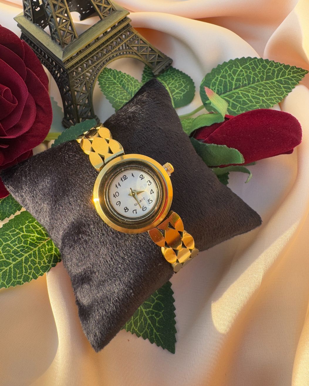 Waterproof Anti Tarnish Stainless Steel 18k Gold Plated Watch Handcuffs For Girls