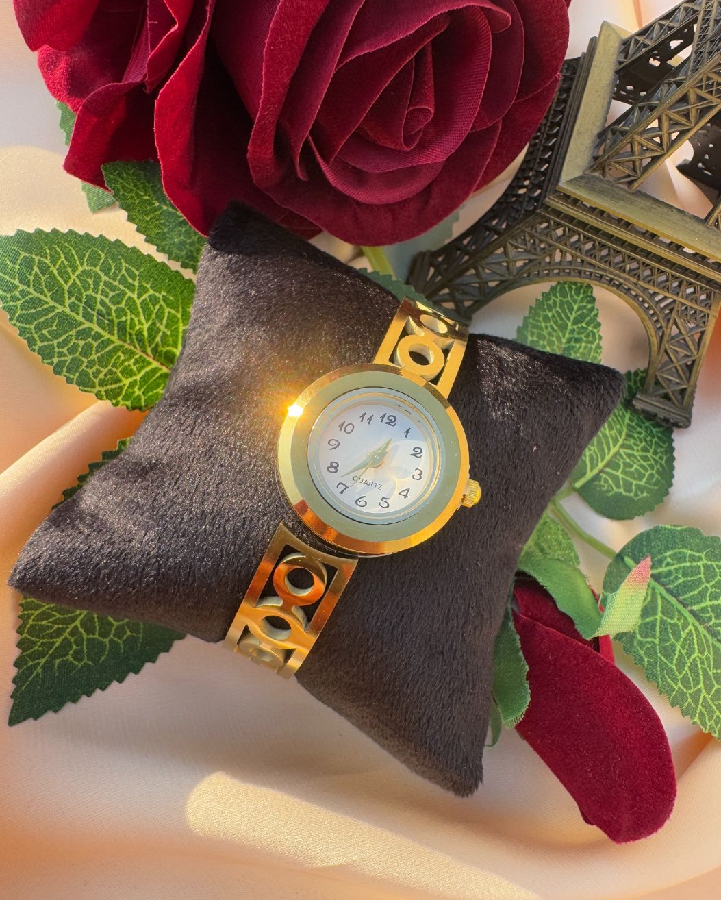 Waterproof Anti Tarnish Stainless Steel 18k Gold Plated Watch Handcuffs For Women