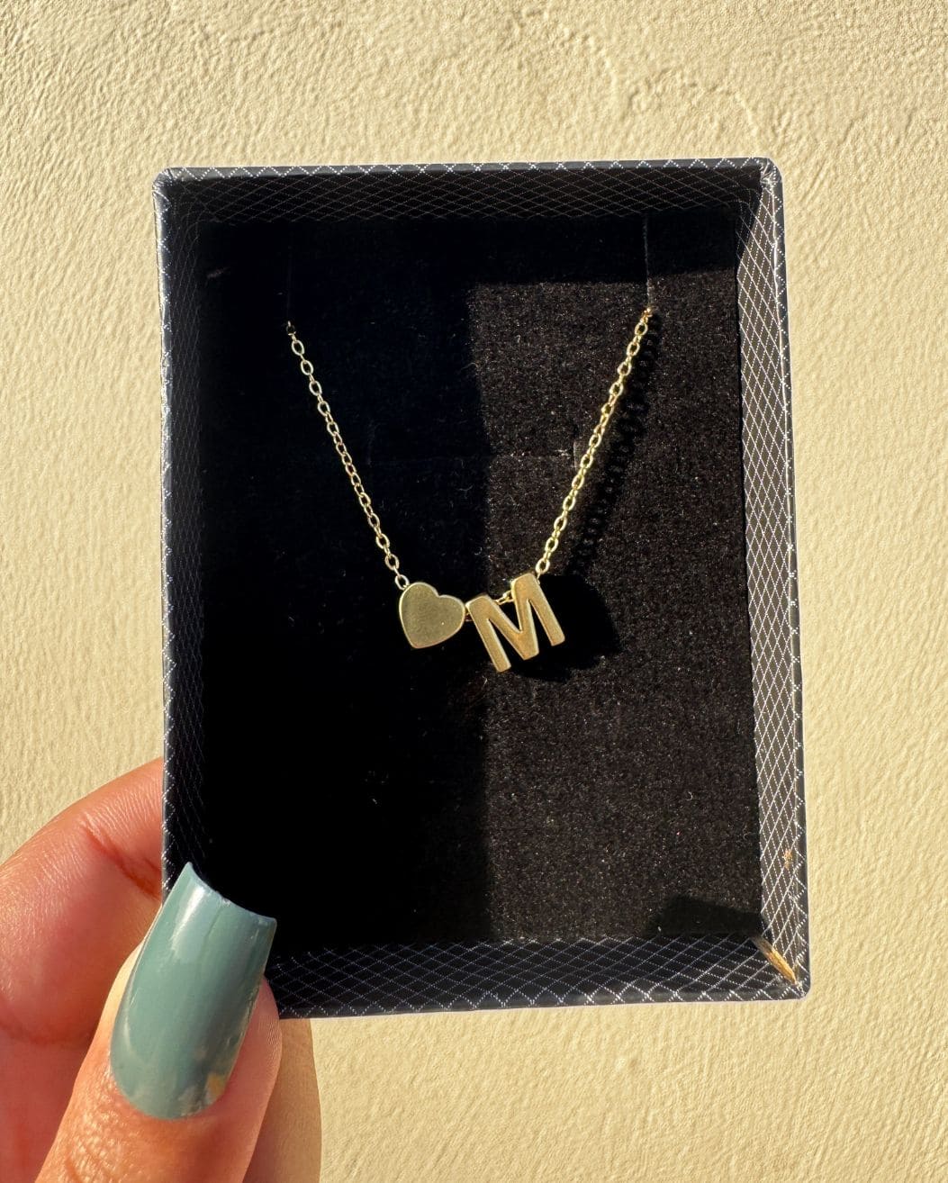 Anti tarnish Waterproof 18K Gold Plated Stainless Steel Heart Initial M Necklace for Women & Girls