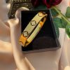 Stainless Steel Jewelry With Gold Plating & Cubic Zirconia Clover Open Bangle Handcuff