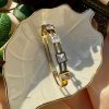 18K Gold Stainless Steel Plated Wrist Bangle with Silver Cubic Zirconia