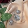 Elegant Round Zircon Pendant & Earrings Jewelry Set for Women Girls