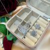Zirconia Silver Short Necklace & Earrings Set – Elegant Floral Design