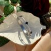 Anti tarnish Stainless Steel Sterling Silver Black Clover Handcuff Bracelet for Women and Girls