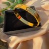 Stainless Steel Jewelry With Gold Plating & Cubic Zirconia Clover Open Bangle