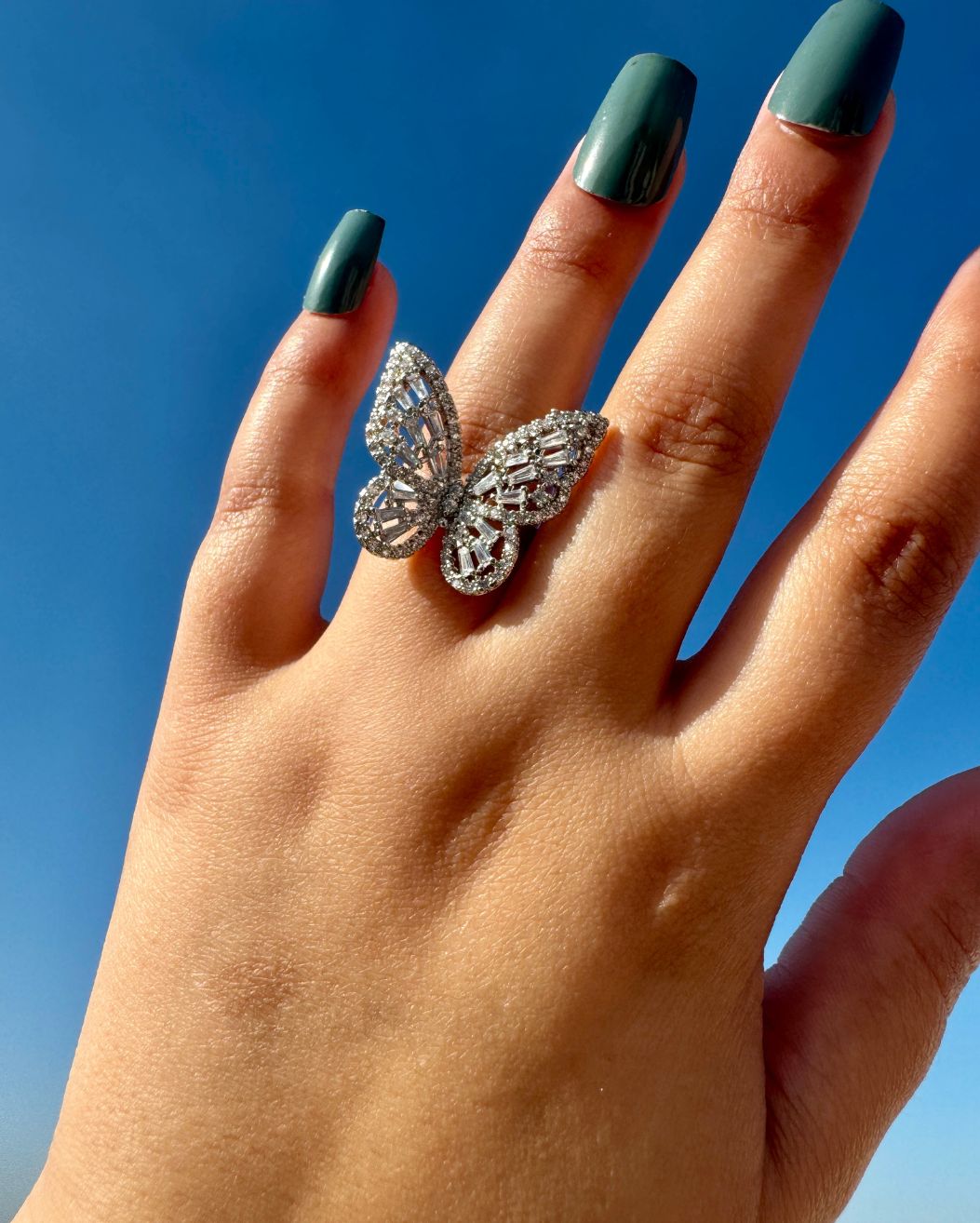 Elegant Silver Butterfly Ring for Girls