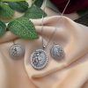 Elegant Round Zircon Pendant & Earrings Set for Women Girls