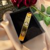 Stainless Steel Jewelry With Gold Plating & Cubic Zirconia Clover Open Bangle Bracelet