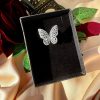 Trendy Silver Zircon Crystal Butterfly Adjustable Ring for Women