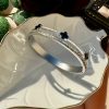 Stainless Steel Sterling Silver Black Clover Handcuff Bracelet for Women and Girls