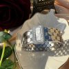 Elegant Silver Stainless Steel Cuff Bracelet with Mother of Pearl Centre Waterproof