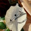 Stainless Steel Sterling Silver Black Clover Handcuff Bracelet for Women