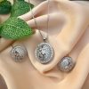 Elegant Round Zircon Pendant & Earrings Jewellery Set for Women Girls