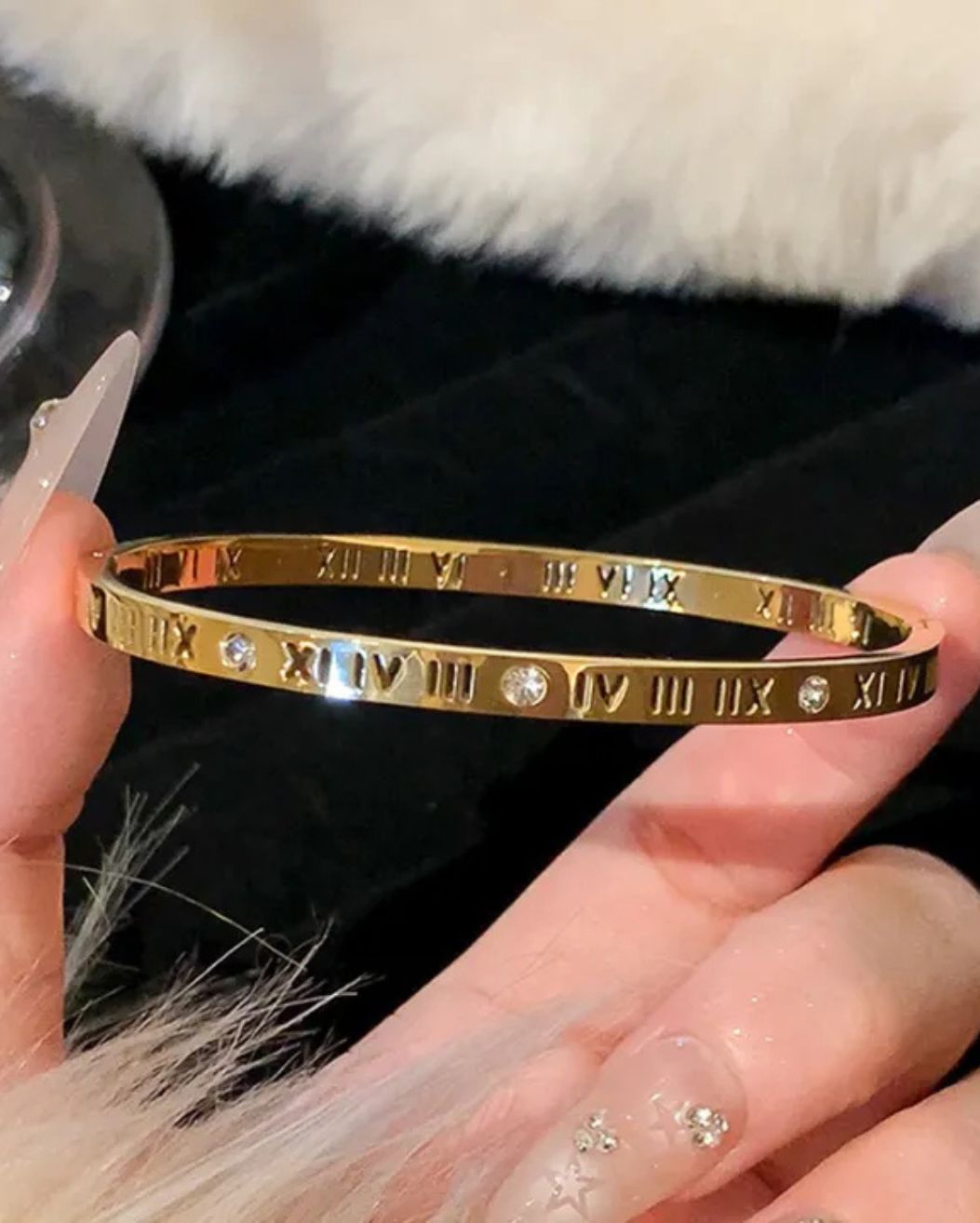 18k Gold-Plated Stainless Steel Roman Handcuff Bangle