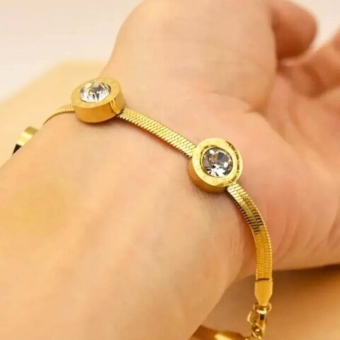 Triple Stone Bracelet — Stainless Steel Elegant Sparkle