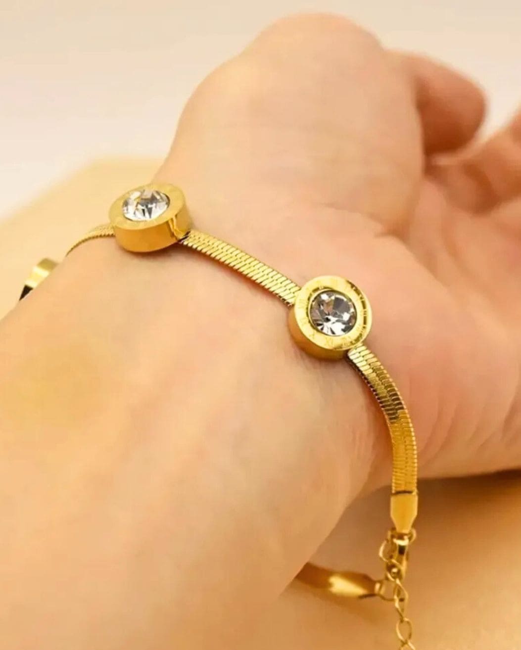 Triple Stone Bracelet — Stainless Steel Elegant Sparkle