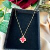 Red Four Leaf Clover Pendant – 18K Gold Plated Stainless Steel