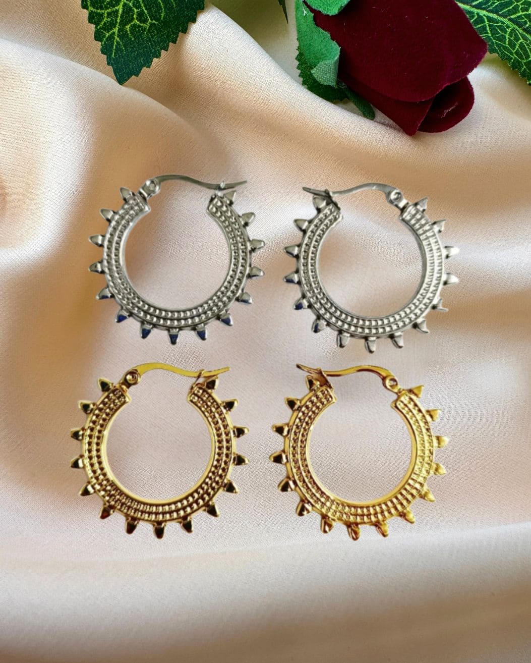Stainless Steel Hoop Earrings – Gold & Silver Tone Statement Style
